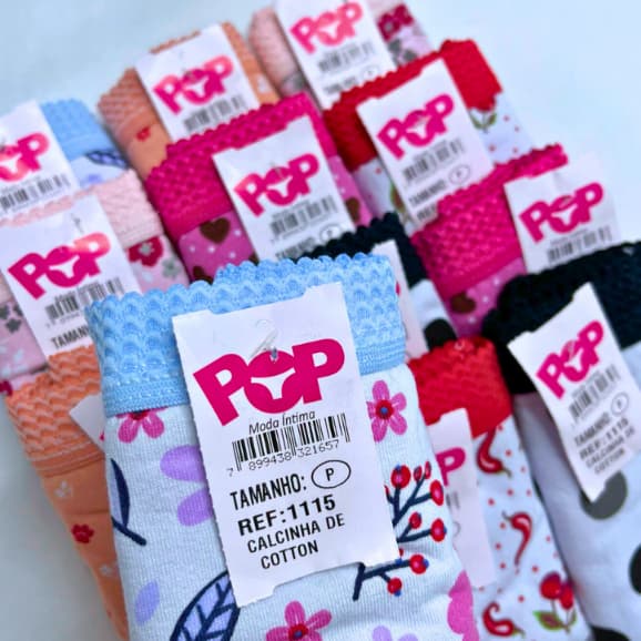 Kit Calcinhas POP Adulto 100% algodão com cós