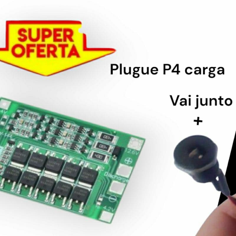 bms Placa de proteção 12 volts 40a  litio 18650 Packs de som  + Plugue p4 carga