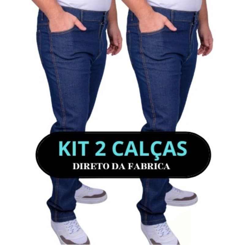 Kit 2 Calças Jeans Masculinas Tradicionais com Elastano –Trabalho, Lazer e Passeio