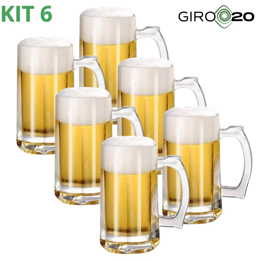 Kit 2/4/6 Canecas de Chopp e Cerveja 450ml Vidro Grosso Super Resistente