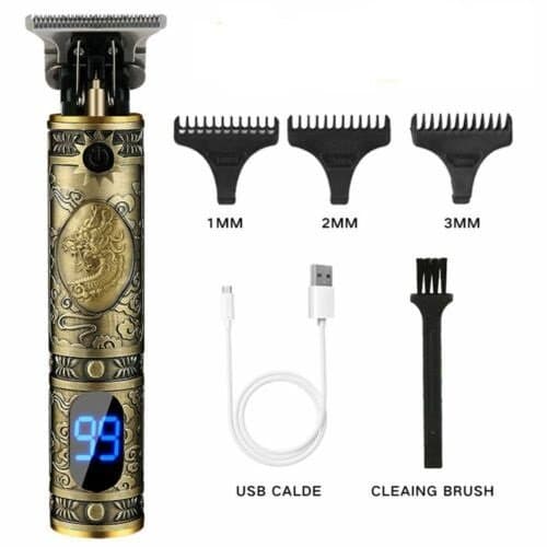 Máquina de Acabamento Recarregável Sem Fio – Para Cabelo e Barba com Display Digital