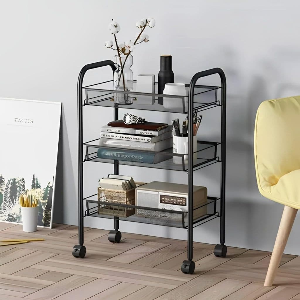 Carrinho Organizador Aramado com Rodinhas - Decoração Para Casa Cozinha Sala ou Banheiro