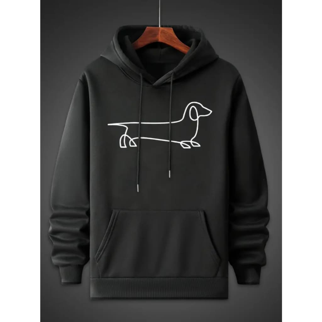 Moletom Com Capuz De Bolso Canguru Com Estampa De Cachorro, Moletom Casual De Manga Comprida Com Capuz, Roupas Masculina