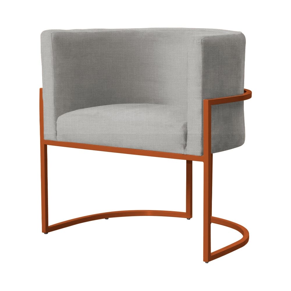 Poltrona Luana Decorativa Suede/Linho Base Metal Bronze - Belim Móveis