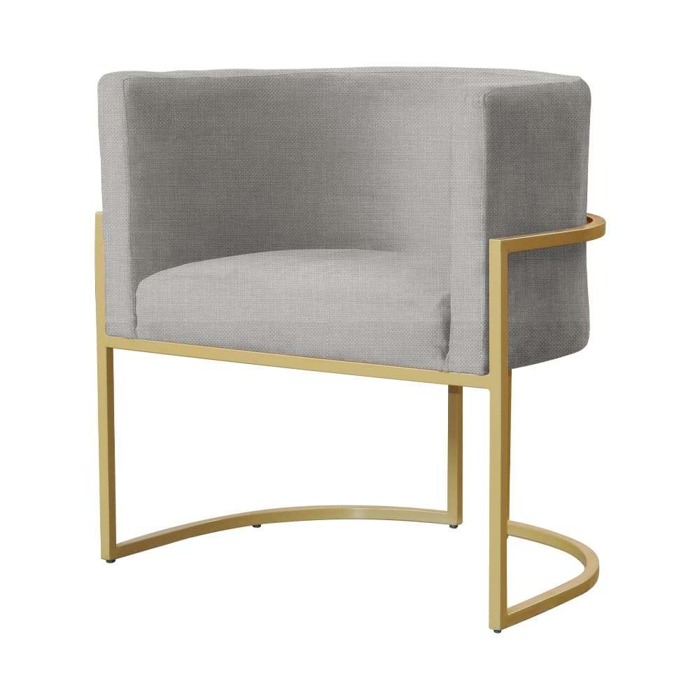 Poltrona Luana Decorativa Suede/Linho Base Metal Dourada - Belim Móveis