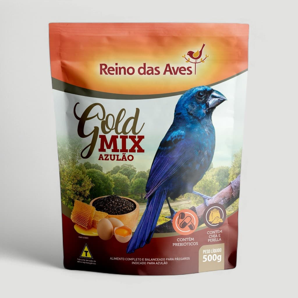 RAÇÃO AZULÃO GOLD MIX 500G | MIX DE SEMENTES COMPLETA E BALANCEADA PARA AZULÃO