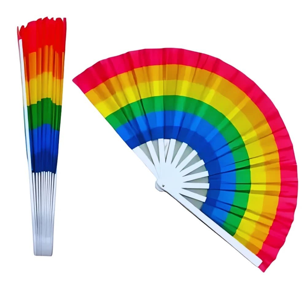 10 Leque 43x23cm Lgbt Arco-íris Toque Colorido P Sua Festa