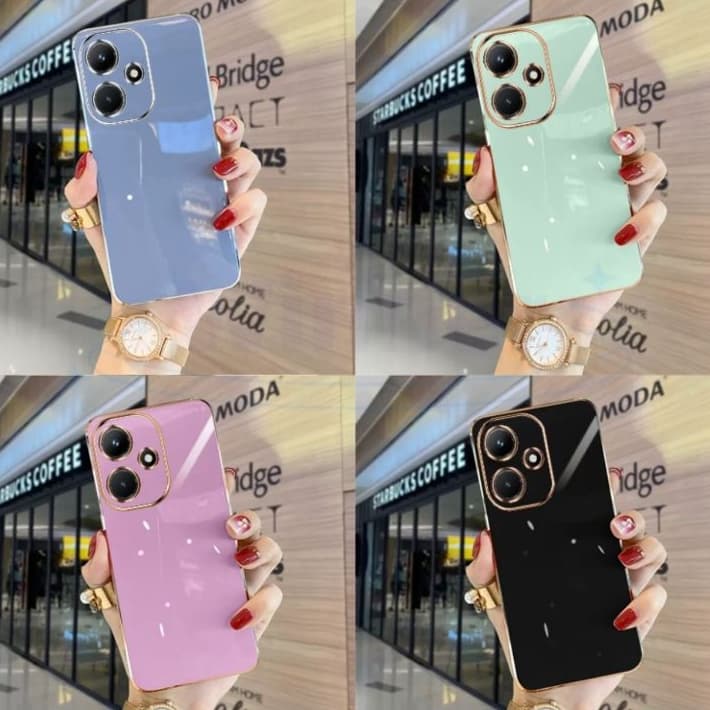 Capinha Com Borda Dourada Para Realme C53/C55/C65/C67