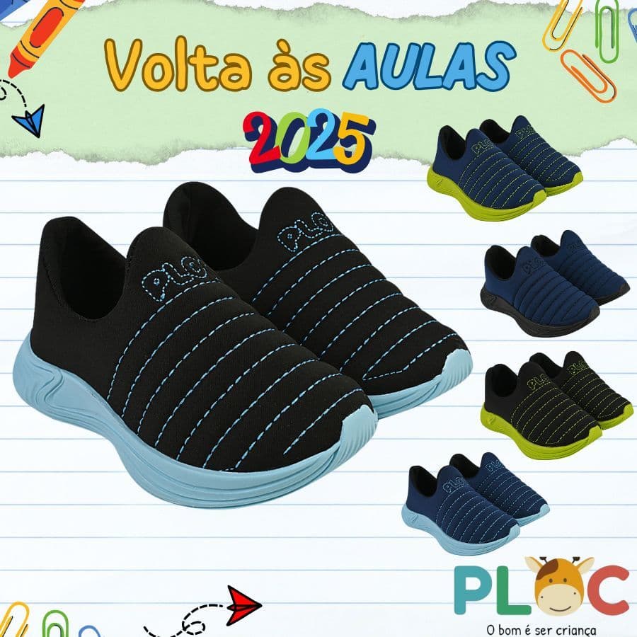 Tênis Ploc Colors Infantil Menino Calce Fácil Jogging Anatômico (Marinho/Branco - Sola  Azul)