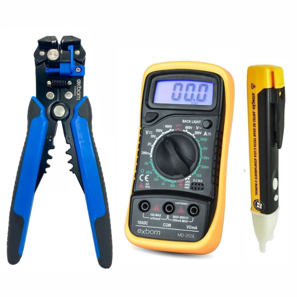 Kit Multímetro Digital + Desencapador + Caneta Tensão KIT COMPLETO