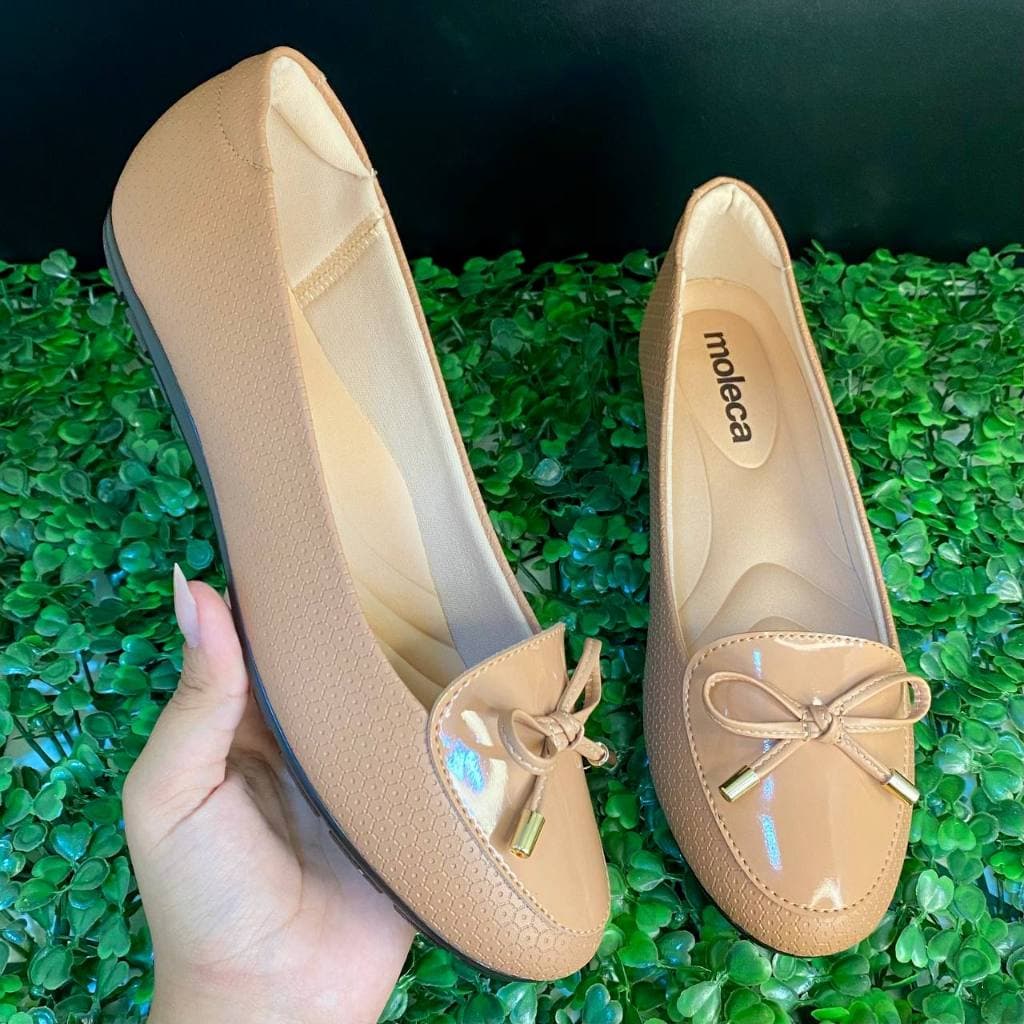 Sapatilha Moleca Feminina Verniz 5800105 Casual Original Bico Redondo Laço Alpargata