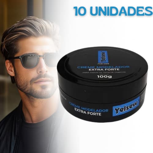 Kit com 10 Uni Creme Modelador Profissional Masculino Promoção Extra Forte 100g Yelsew. Frete Gratis