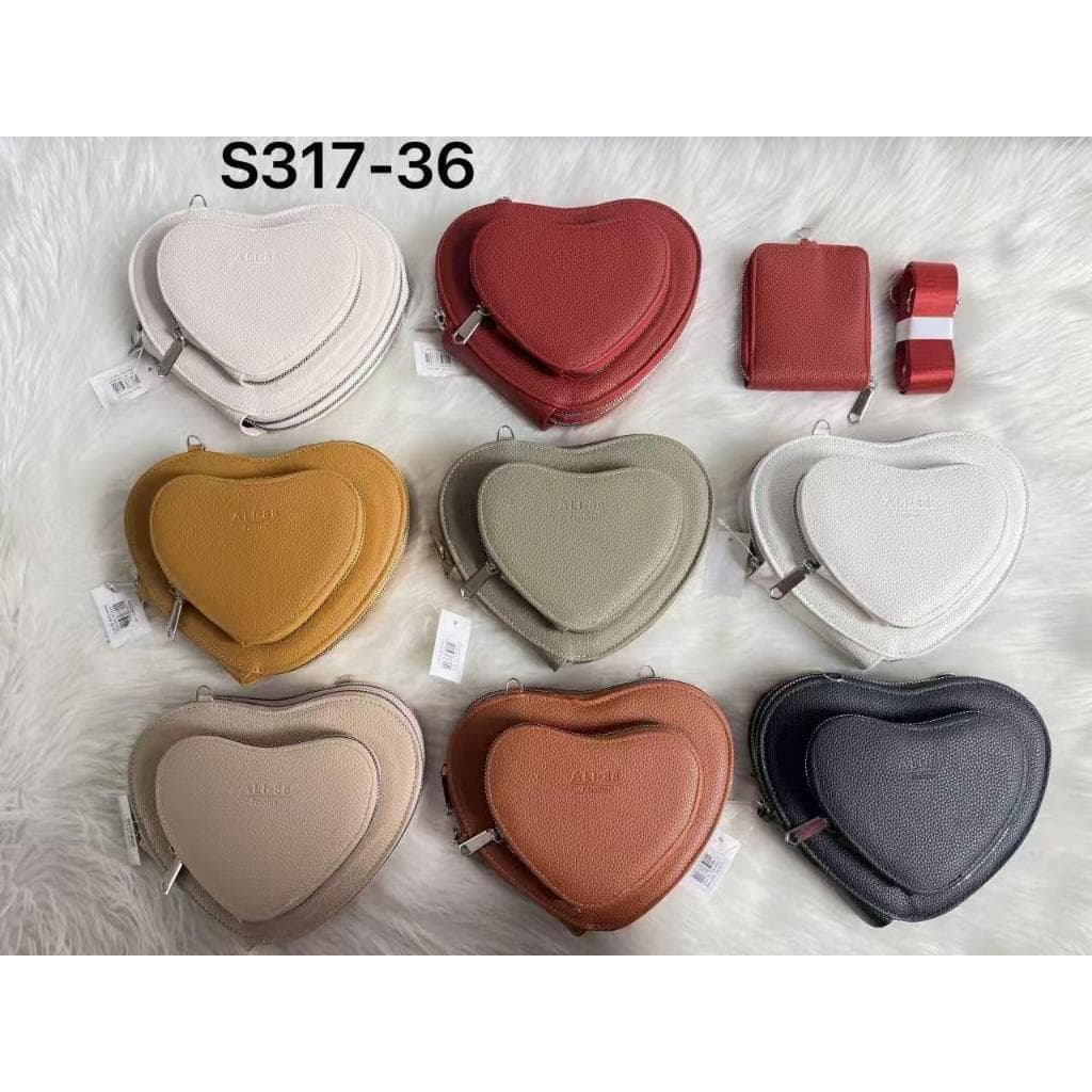 Bolsa Coração Feminina Transversal Mini Bolsa Bag Ombro 3 Divisões