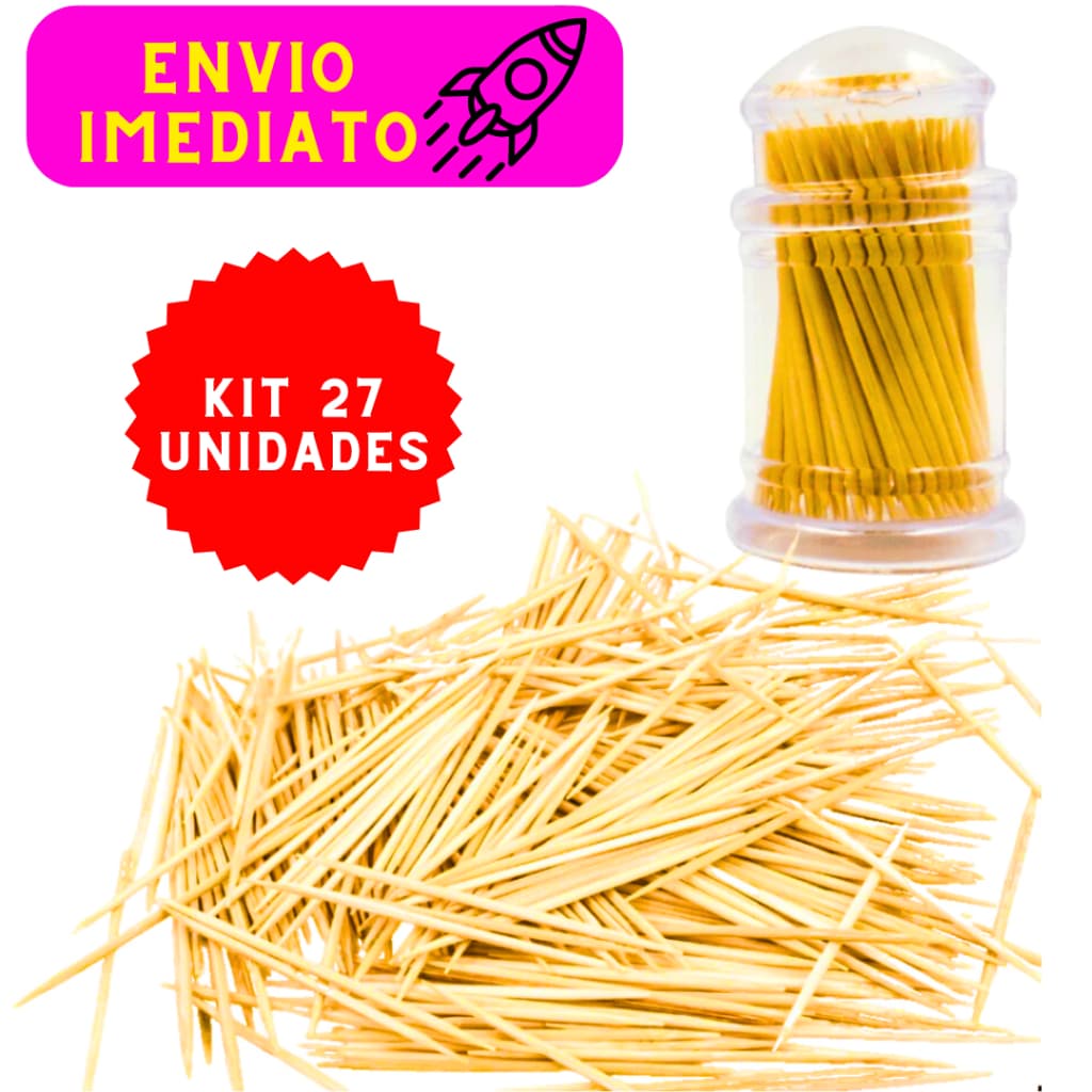 Kit 27 Paliteiros Acrílico Fácil de Abrir Durável Com 100 Palitos Cada Ideal Para Bar e Lanchonetes
