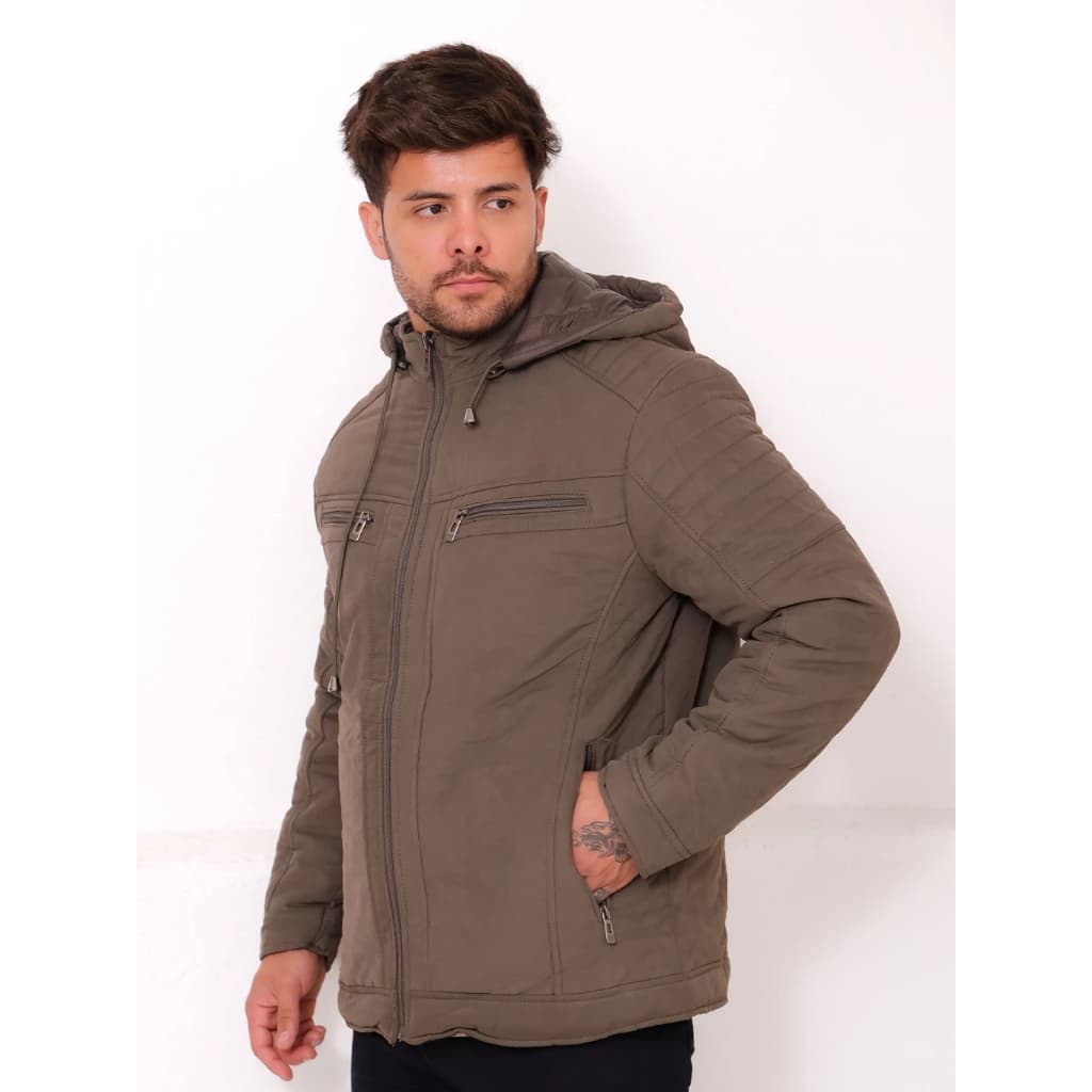 Jaqueta Masculina Sarja Peluciada Inverno Neve Capuz Remivível Super Quente