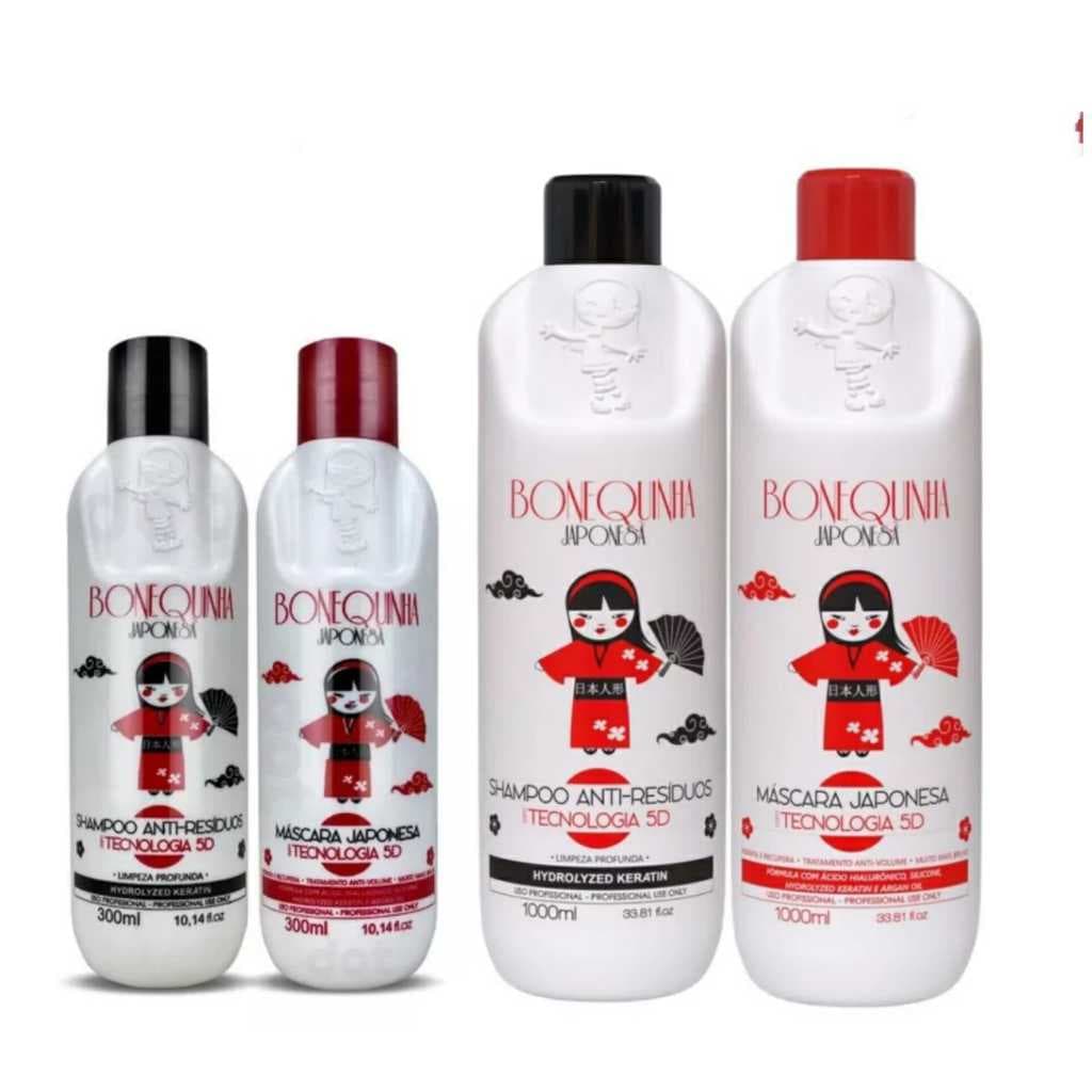 Kit Progressiva Capilar Bonequinha Japonesa 5D 1000ml ou 300ml Novas Embalagens