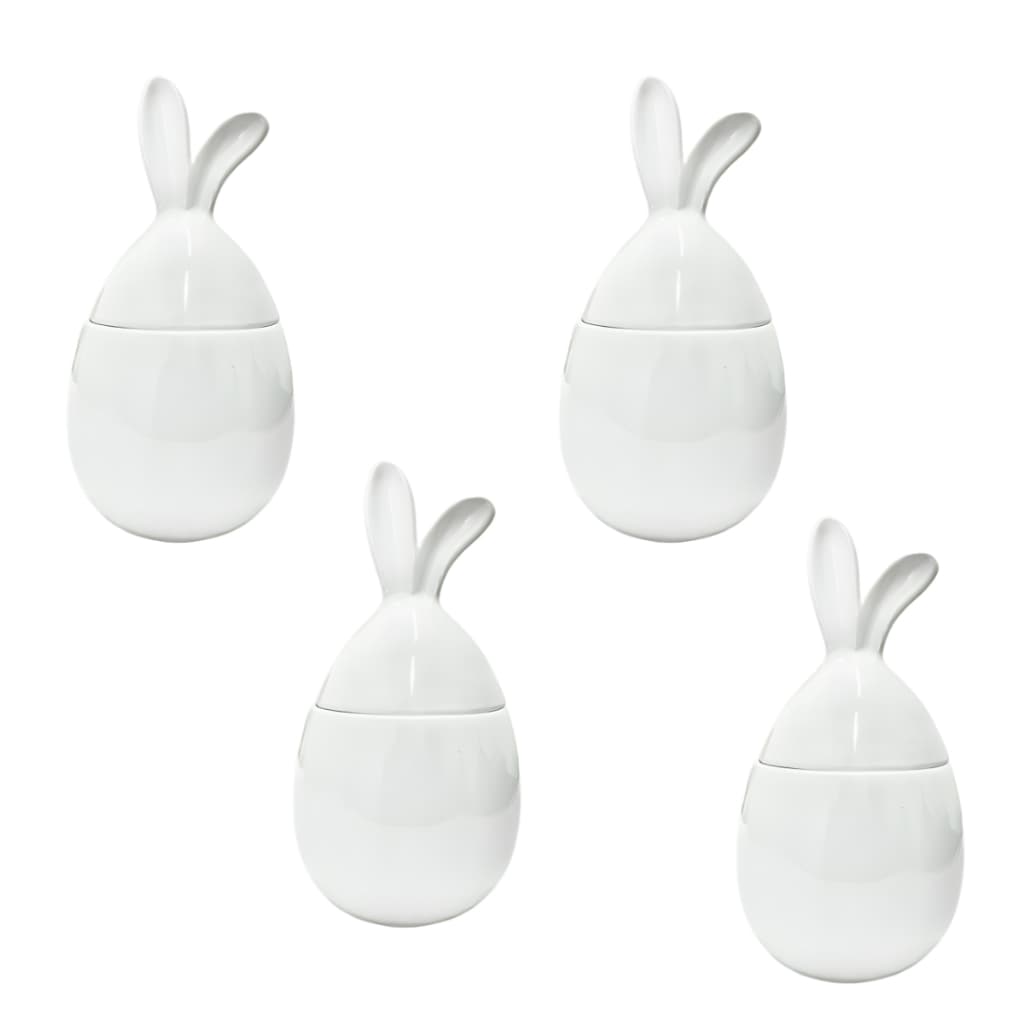 Kit 4 Potes Ovo de Páscoa com Orelhas Cerâmica Decoração 580ml