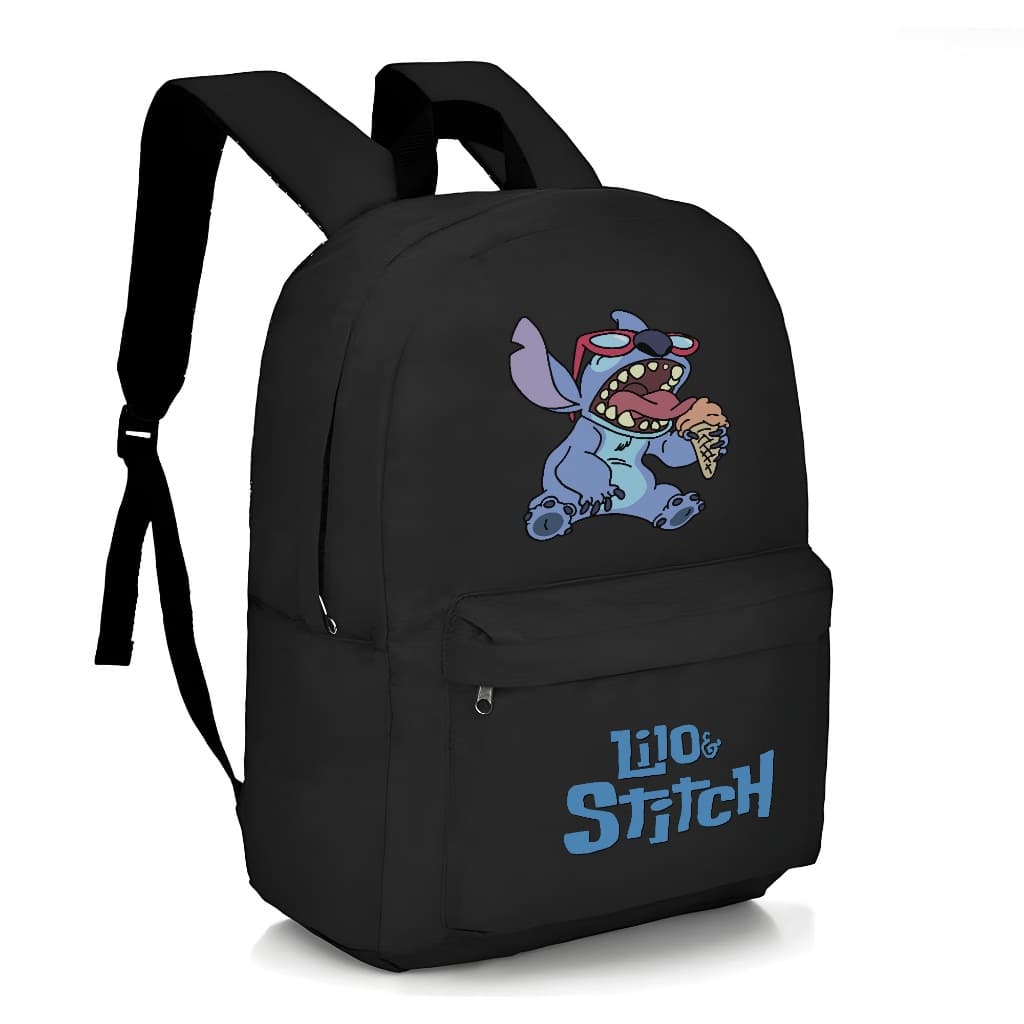 Mochila Escolar Infantil Animes Filmes Jogos Volta as Aulas Bolsa Unissex Estampada Stitch Sorvete