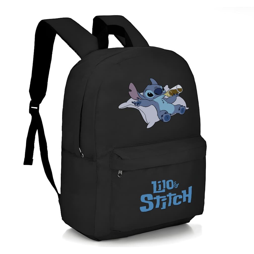 Mochila Escolar Infantil Animes Filmes Jogos Volta as Aulas Bolsa Unissex Estampada Stitch Mamadeira