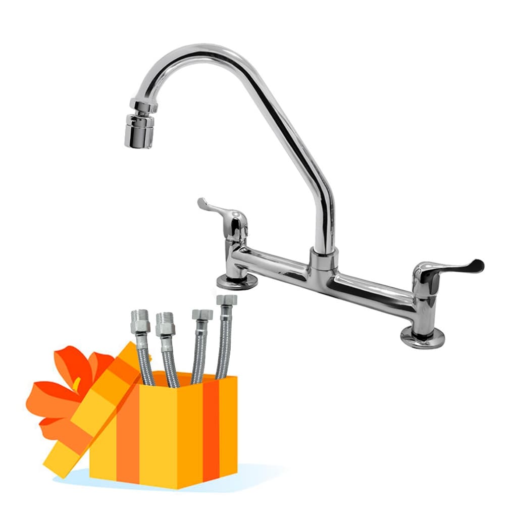 Torneira Misturador Cozinha Bancada Bica Móvel Cromada Metal Luxo + Brinde Engates