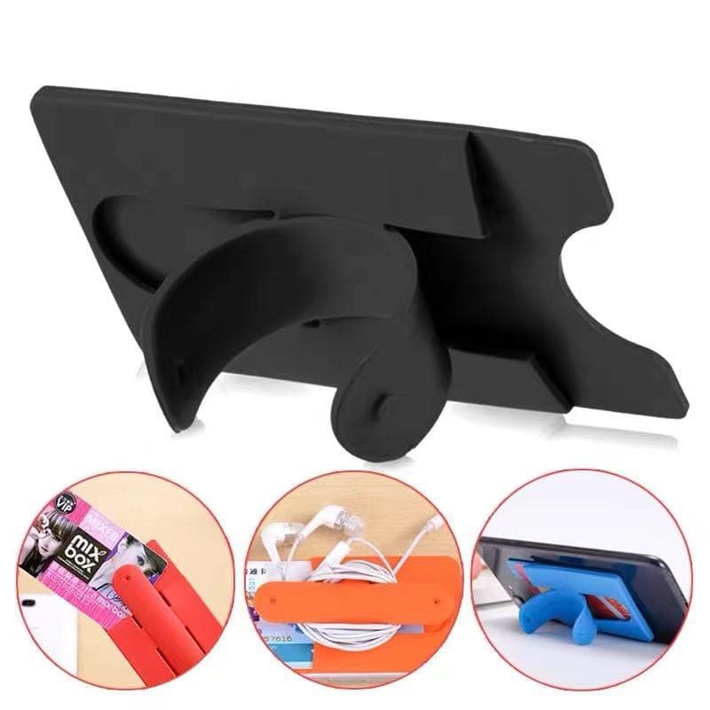 Suporte de Mesa Adesivo 3 em 1 Porta Cartão Apoio para Celular Silicone Premium