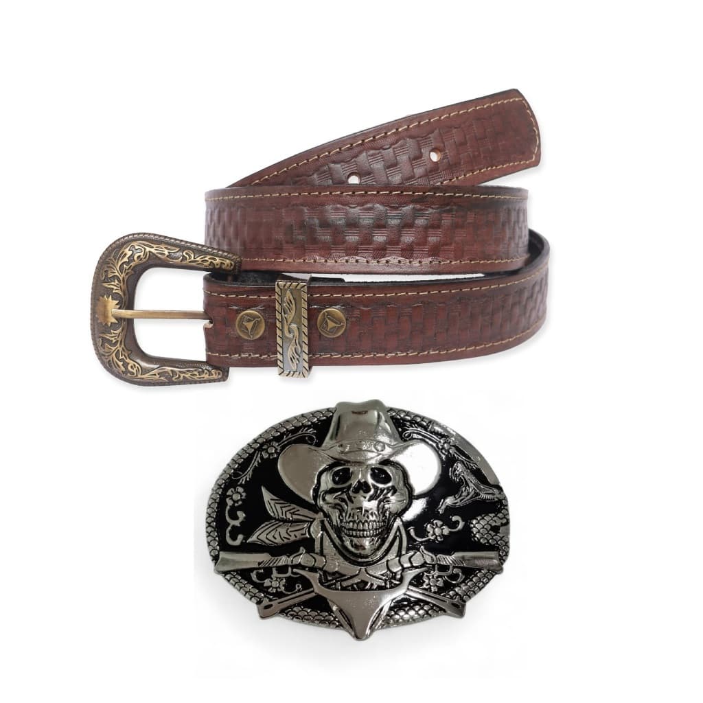Kit Cinto Country Entalhado + Fivela Cowboy Velho Oeste Cowboy Motociclista