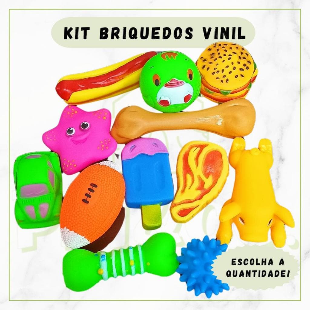 Kit 10 Brinquedos para Cães - Vinil com Apito, Ideal para Diversão e Exercício