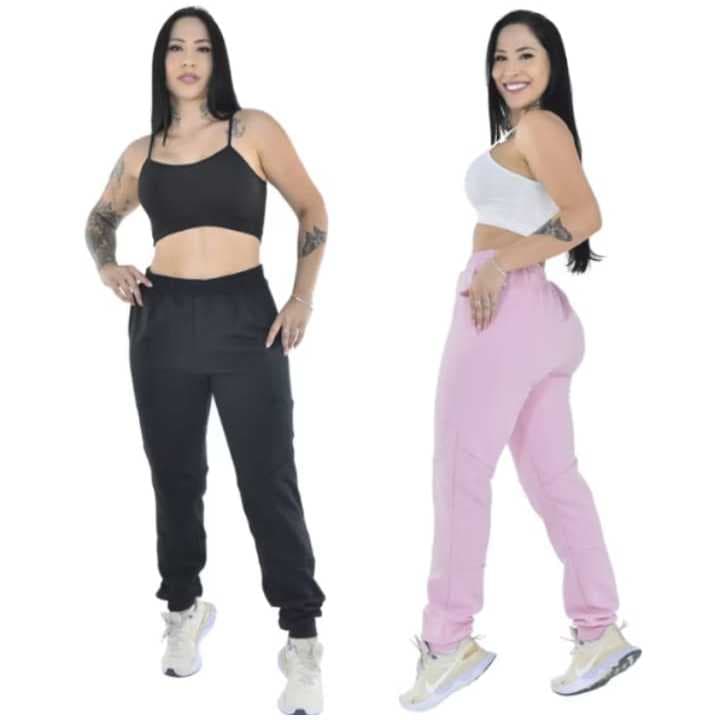 03 KIT Calça Jogger de Moletom  Flanelado Grosso Quentinha \MODA INVERNO\PELUCIADO\FEMENINA