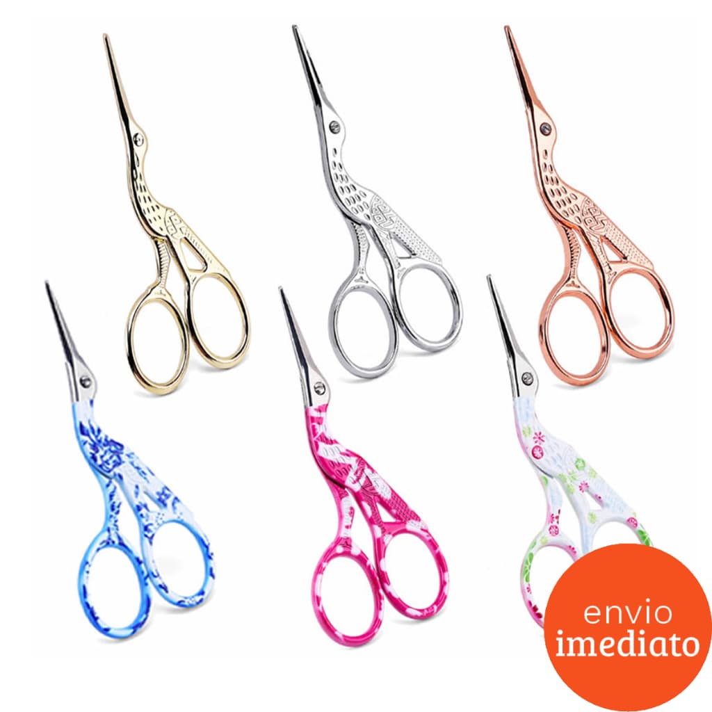 Kit 5 Tesouras Pássaro Bordar Crochê/Design Sobrancelhas Tesourinha Garça