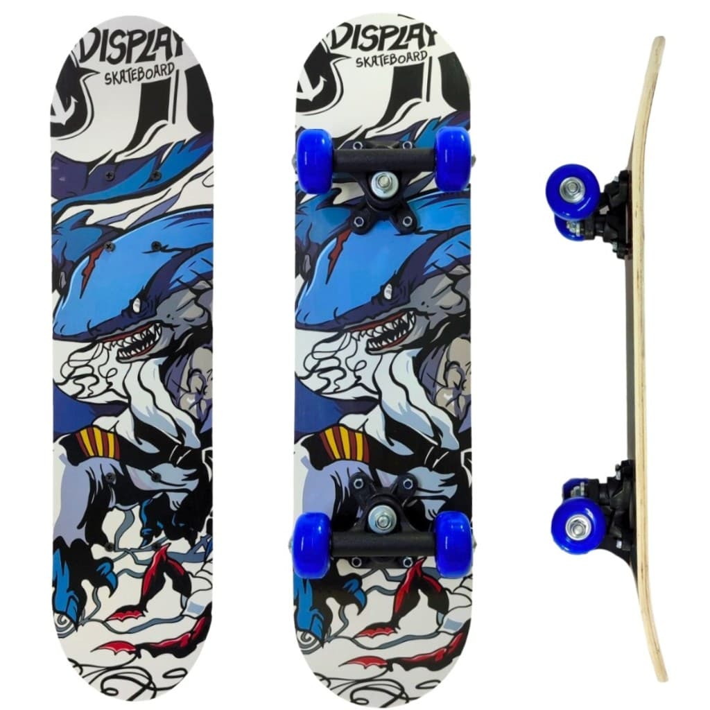 Skate Infantil Shape Madeira Estampado Frente E Verso Com Rolamento Macio E Leve Suporta Até 40Kg