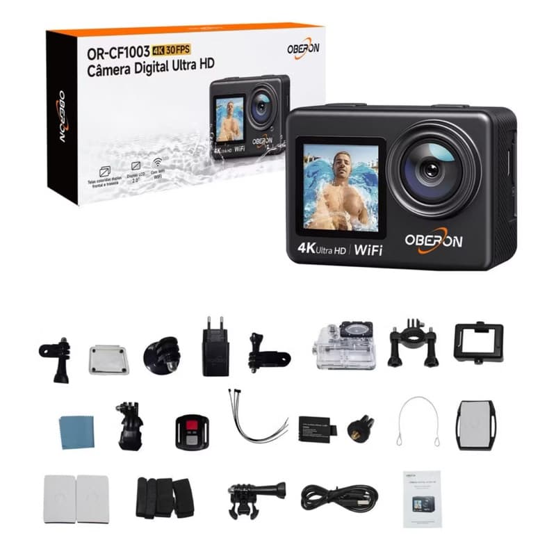 Camera Filmadora Digital Sports Ultra-hd Wi-fi Cor Preto