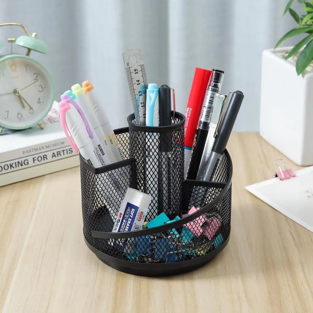 Organizador de Mesa Giratório 360°Design Simples 5 Compartimentos Casa Escritório Sala Quarto