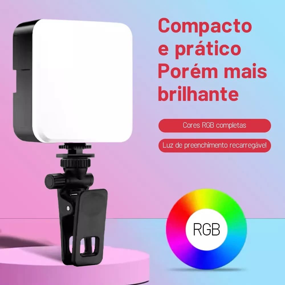 Iluminador de LED Portátil Carregamento Usb Rgb Mini Portátil Com Clip