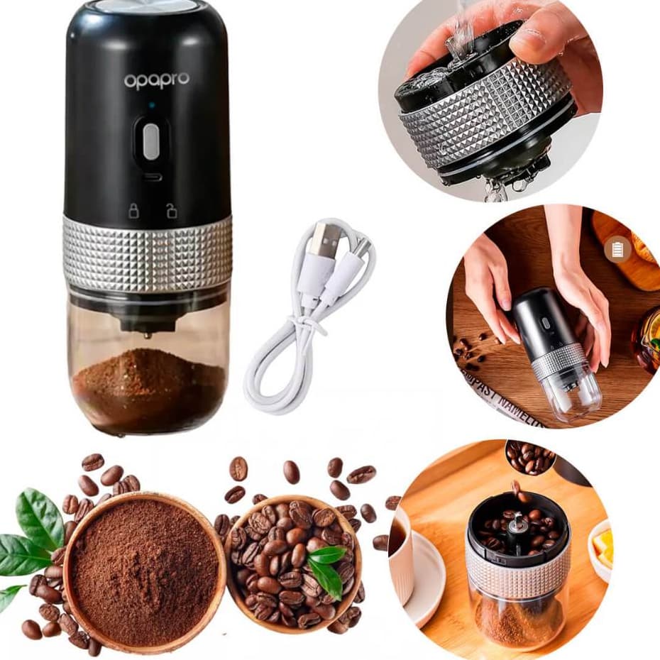 MOEDOR DE CAFÉ ELÉTRICO AUTO DESLIGAMENTO BATERIA 1200MAH LÂMINA CERAMICA MOAGEM EXTRA FINO ATÉ SEMI GROSSO