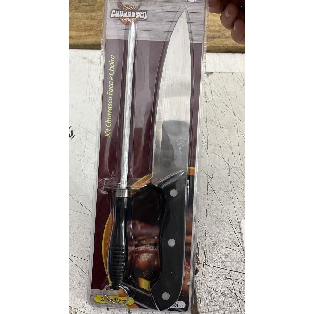 amolador Aço 8 Polegadas,chaira para uso em qualquer faca,modelo estriada,açougue