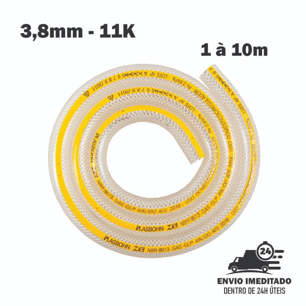 Mangueira Universal p/ Cozinha 3/8" Trançada Multiuso Parede Grossa 3.8mm -  1m 2m 3m 4m 5m e 10m