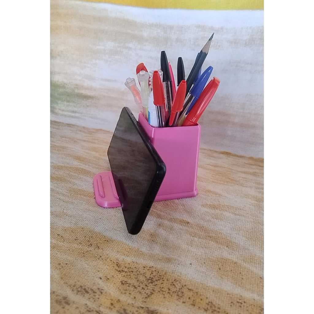 Porta-Canetas Multifuncional com Suporte para Celular