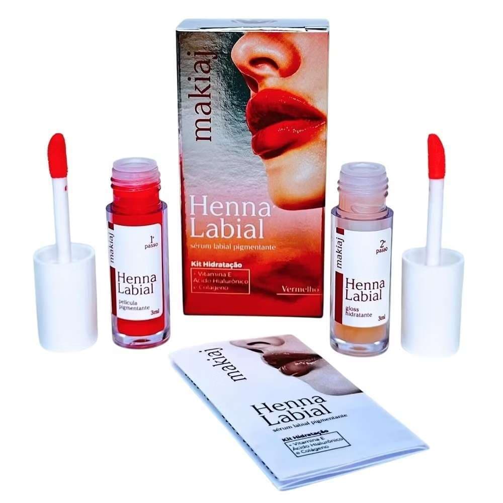 Henna Labial Makiaj Rosa e vermelha 3ML