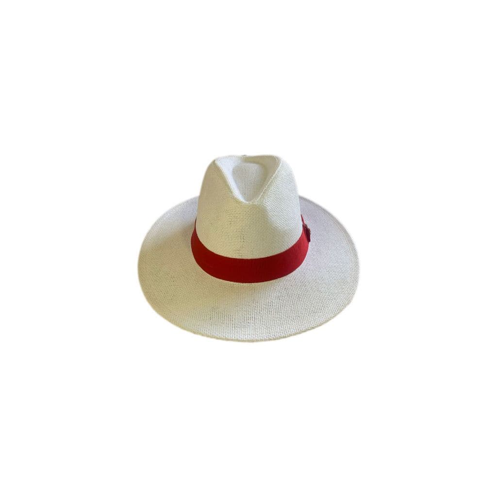 Chapéu Estilo Panamá Praia Branco Com Faixa Vermelho Unissex Pagodeiro Verão