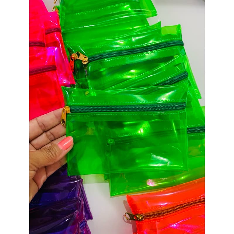 40 Unidades de Mini Necessaire Carteira PVC cristal Neon cores divertidas e vibrantes /Lembrancinhas/festa/eventos/kit