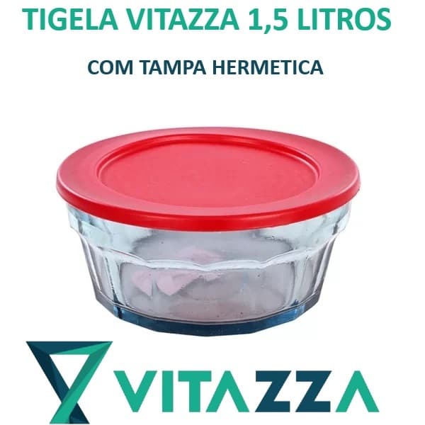 TIGELA DE VIDRO VITAZZA LAGUNA 1,5 LITROS COM TAMPA HERMETICA