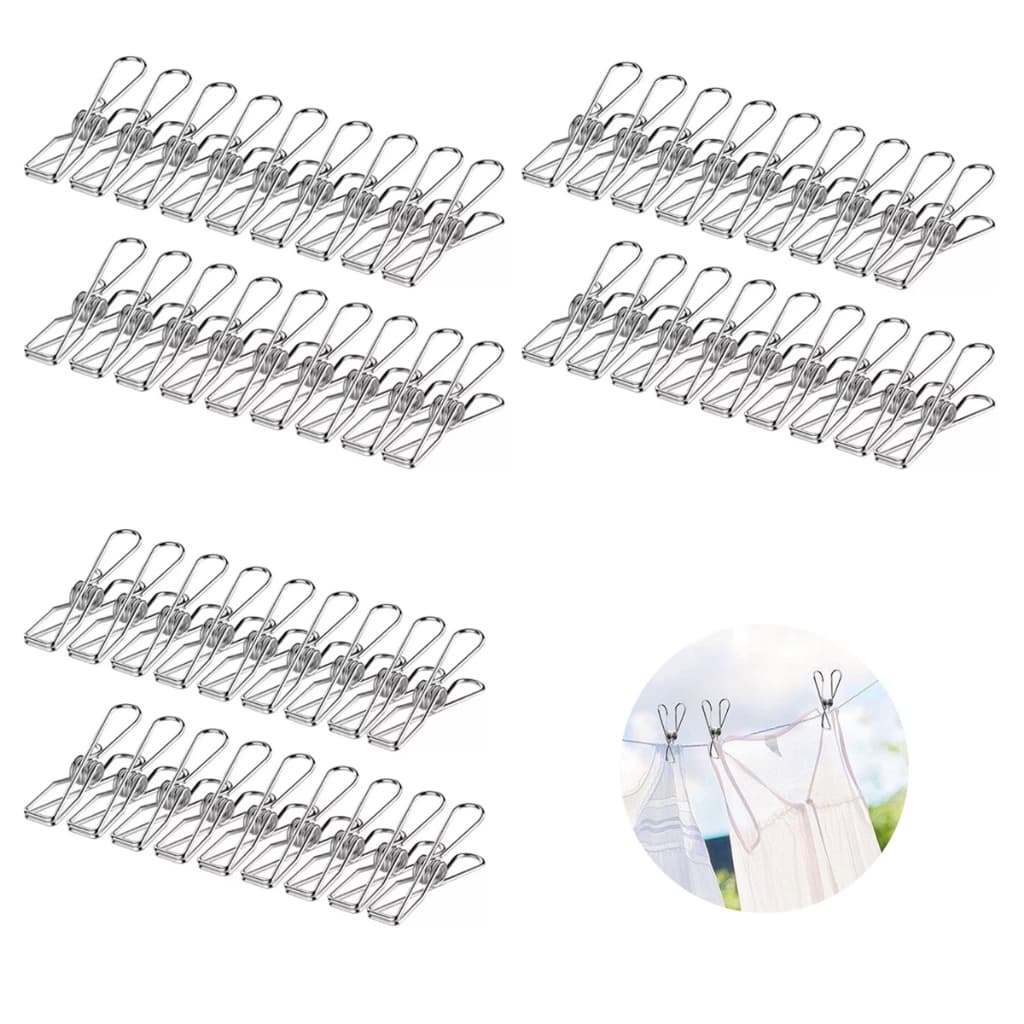 Kit 60 Prendedor De Roupa Inox Original Para Casa Cozinha