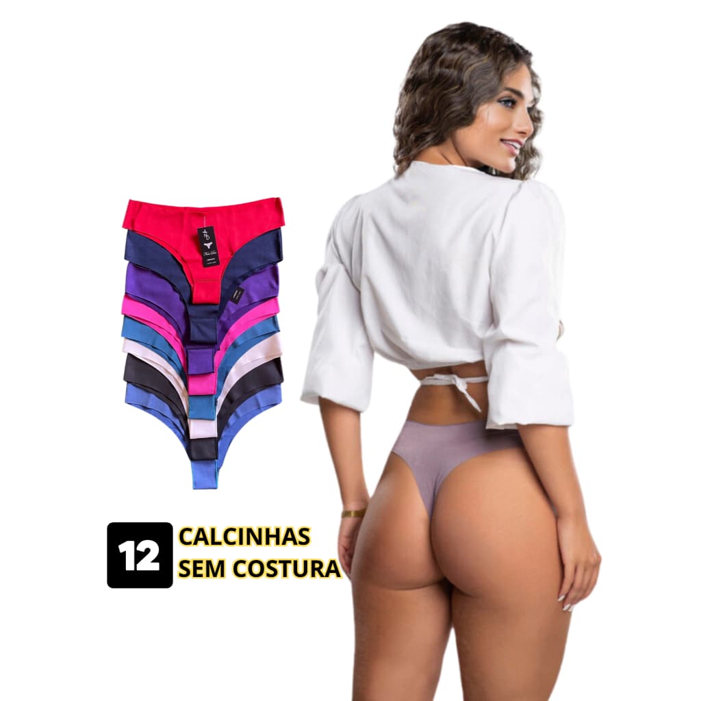 Kit 12 Calcinhas Sem Costura Fio Corte a Laser Confortável Acabamento Premium