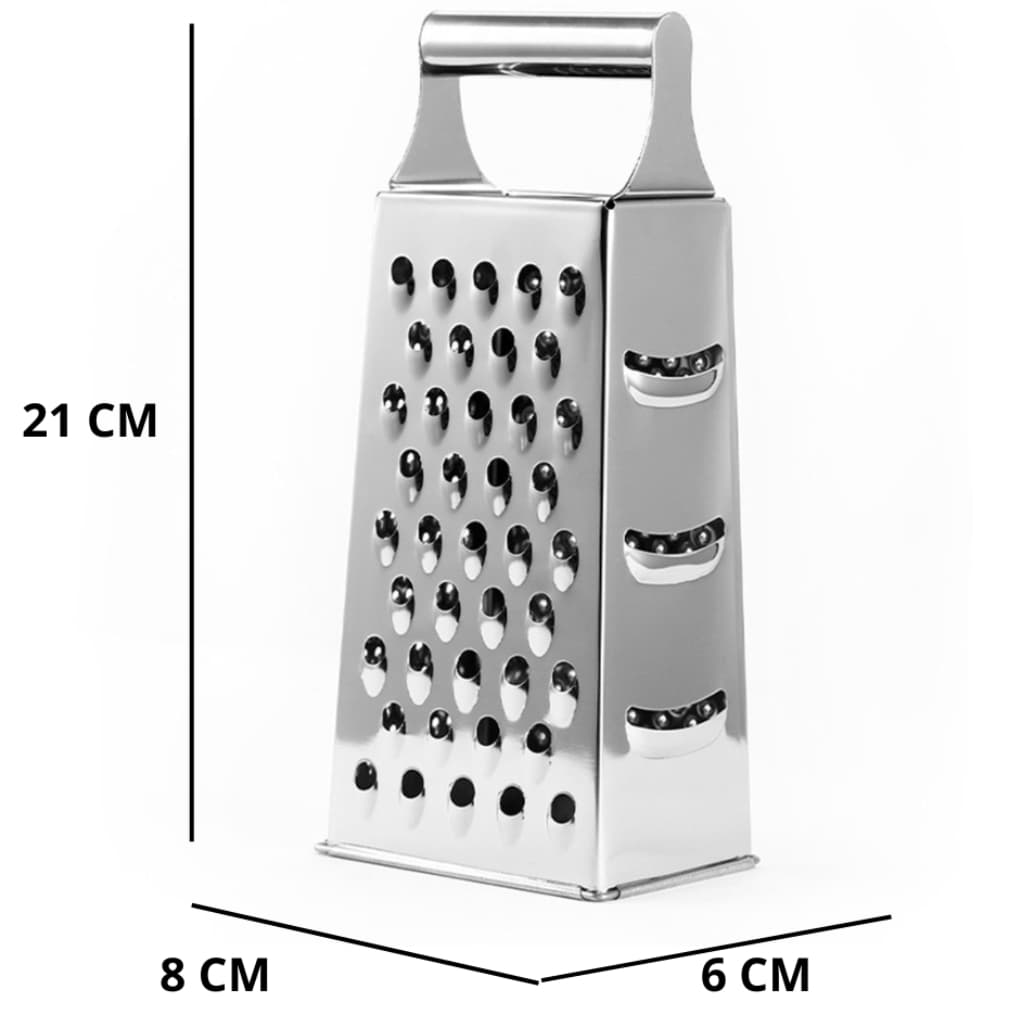 Ralador 4 Faces Aço Inox  Cozinha Com Alça Para Ralar Queijo E Legumes C/ 21 Cm