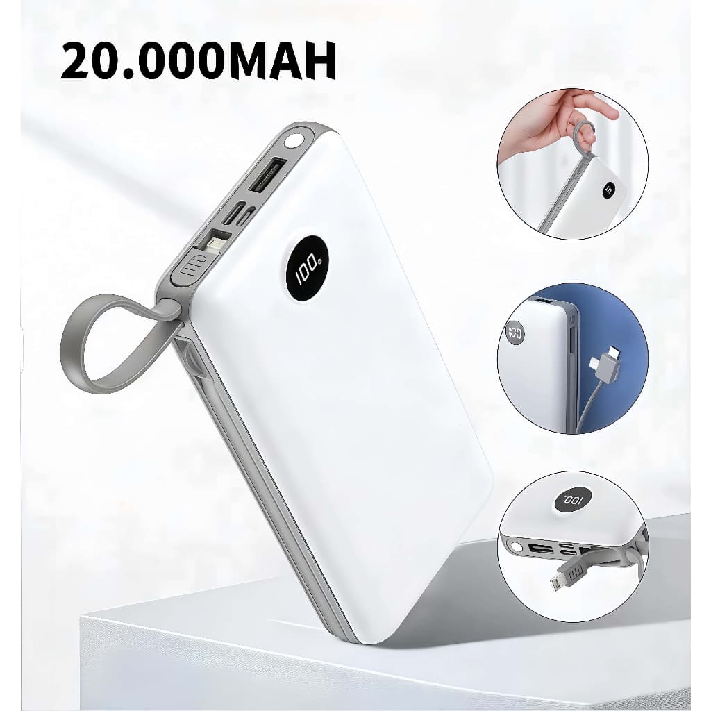 Power Bank Carregador Portátil 20.000mAh Digital compatível com iPhone e Samsung