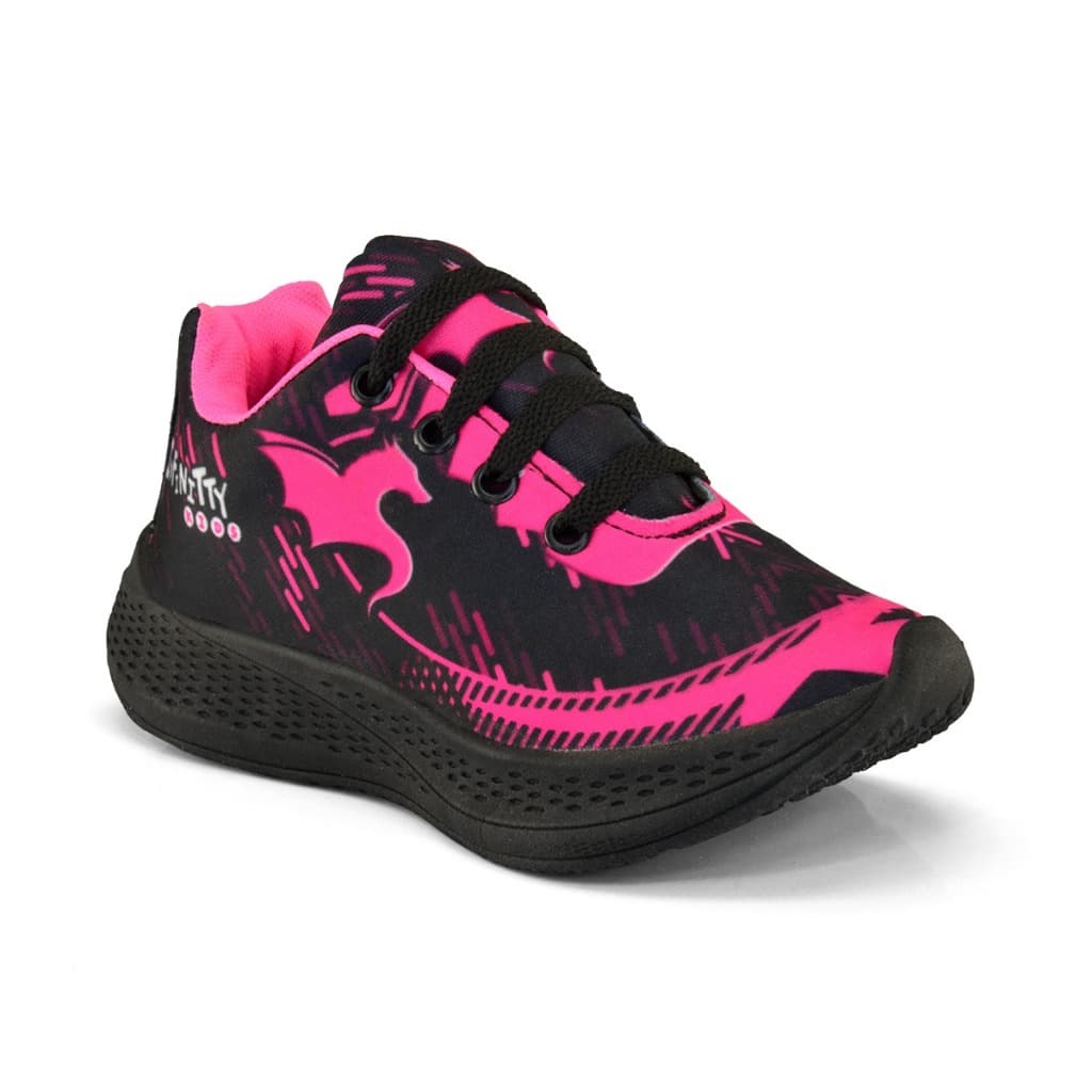 Tênis Infantil Meninas Casual Dia a Dia Leve Preto Pink SL
