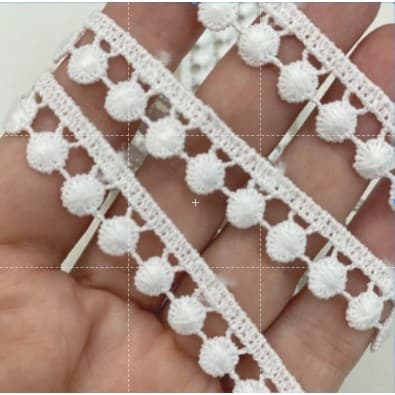 Guipir Branco Bolinhas 1 cm - Valor a Cada 6 Metros - Ref. GP024