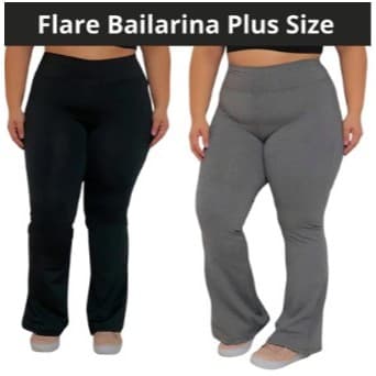 Calça Legging Flare Bailarina Plus Size Feminina Zero Transparência Cintura Alta