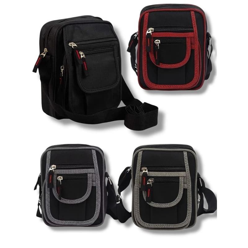 Bolsa Shoulder Bag Transversal Unissex, 4 Bolsos, Resistente à Água, Alça Ajustável Pochete Lateral