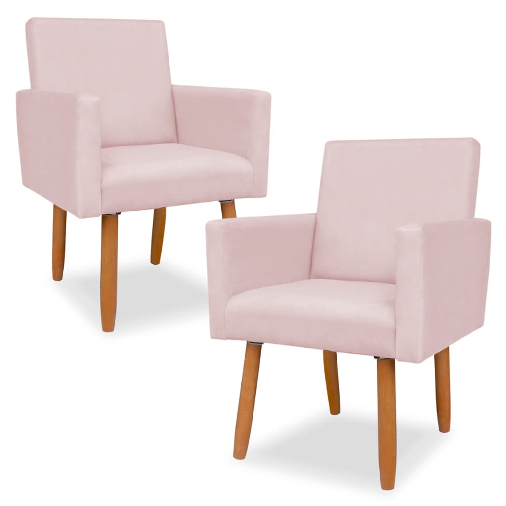 Kit 2 Poltronas Nina Resistente Confortável Pés Palito Rosa BB